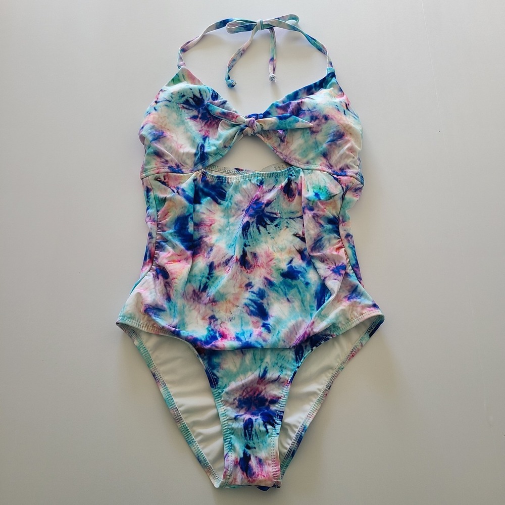 Splendid‎ One Piece Swimsuit Tie Dye Padded Shelf Bra Tummy Control Large